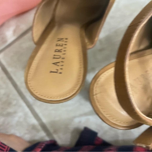 Ralph Lauren leather platform open tor sandals Size 9 Tan Pre Owned * READ* - Picture 12 of 16